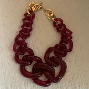 Chunky raspberry color lucite necklace
